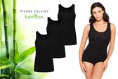 Pierre Calvini - Bamboe Hemden Dames - Onderhemd Dames - 3-pack - Zwart - M