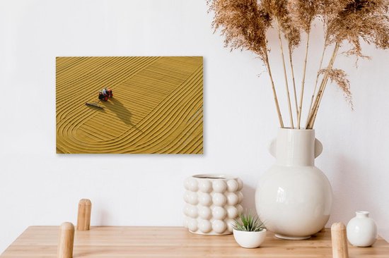 Tracteur dessine des lignes sur son terrain 30x20 cm - petit - Tirage photo sur toile (Décoration murale salon / chambre)