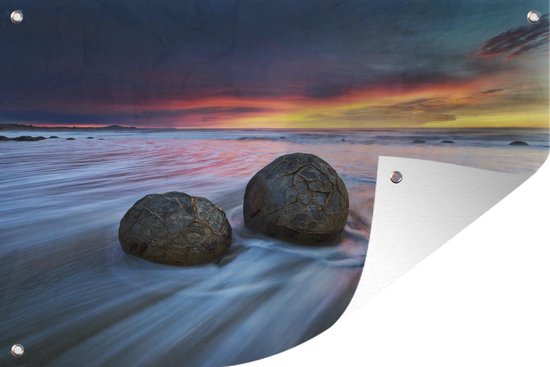 Affiche jardin - Toile jardin - Posters de jardin extérieur - Moeraki rocks en Nouvelle-Zélande - 120x80 cm - Jardin