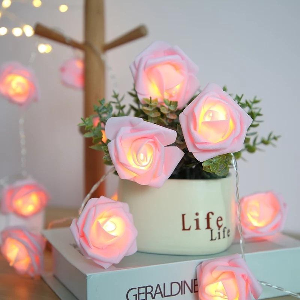 Guirlande lumineuse led - Fleurs - 3 mètres - 20 lumières - Roses - Wit -  Lumière