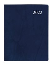 Aurora - bureau agenda - 2022 - week op 2 pagina's - ringband - zachte kaft - blauw - 17.5x22.5cm (A5+)