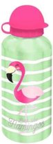 drinkfles Flamingo junior 500 ml aluminium groen