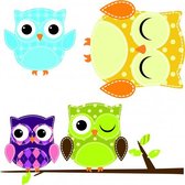 muursticker Owl junior vinyl 6-delig