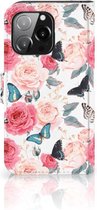 Smartphone Hoesje iPhone 13 Pro Flipcase Cadeautjes voor Moederdag Butterfly Roses