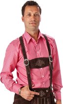 Oktoberfest Overhemd Heren - Blouse - Rood-Wit - 100% Polyester Maat S