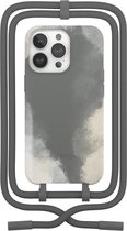 Woodcessories Change Case Batik 2 in 1 Bio - Geschikt voor iPhone 13 Pro - Afneembaar nekkoord - Duurzaam - Eco vriendelijk - Gemaakt van bio-materialen - Anthracite Grey