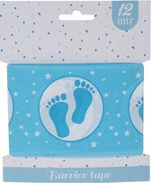 afzetlint baby voetjes 12 meter blauw/wit