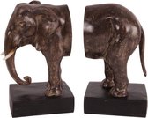 Boekensteun set olifant 23 cm bruin zwart | 11577605 | Dutch Style