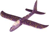 zweefvliegtuig met verlichting junior 47 cm foam paars