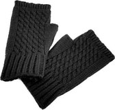 Warme halve vingerhandschoenen voor dames-ZWART- WOL, vingerloze handschoenen- winterwanten- effen| Sinterklaas cadeau tip| Kerstcadeau| Verjaardag cadeau