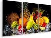 Schilderij - Vers fruit in het water, 3 luik, premium print