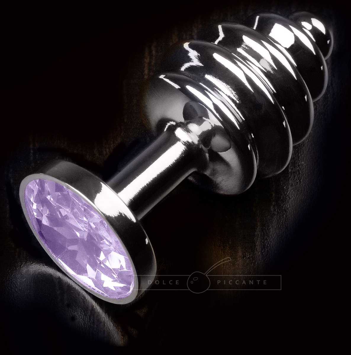 Goedkoopste Dolce Piccante Buttplug Jewellery Small Silver Ribbed Baby Purple - zilverkleurig