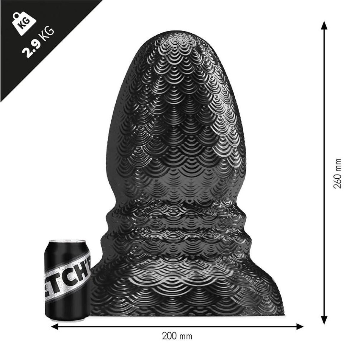 Stretch'r - Ripple - XXL Buttplug - Metallic Zwart XL