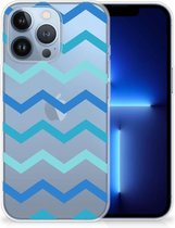 Telefoon Hoesje Apple iPhone 13 Pro Siliconen Back Cover Zigzag Blauw