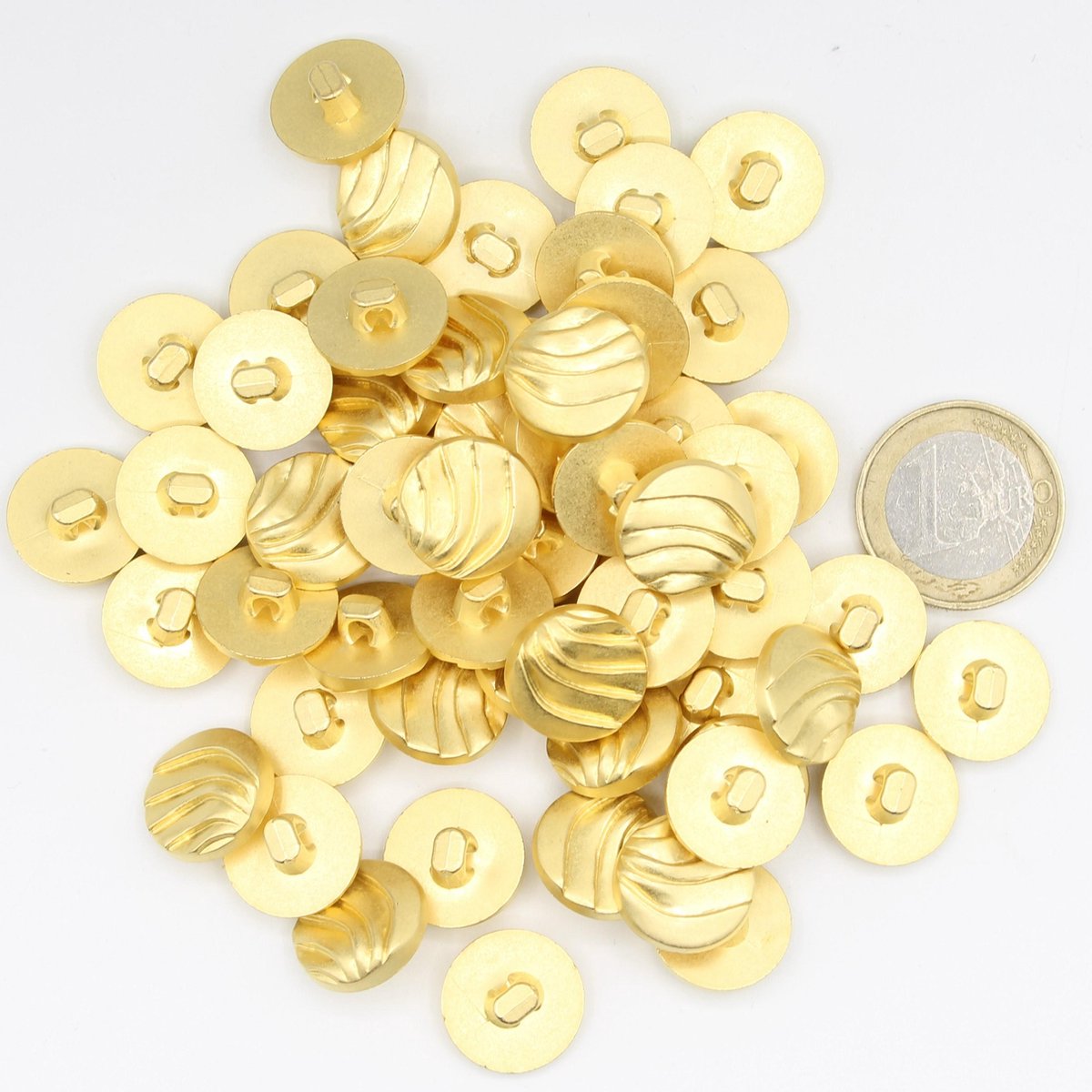 100 Gemetalliseerde NYLON KNOPEN, Maat 15MM, Vintage Blouseknopen, Italiaanse Kwaliteit, Kleur GOUD