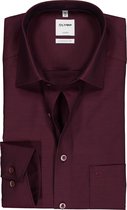 OLYMP Luxor comfort fit overhemd - bordeaux rood structuur (contrast) - Strijkvrij - Boordmaat: 45