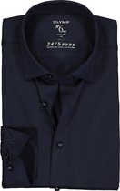 OLYMP No. Six 24/Seven super slim fit overhemd - tricot - marine blauw - Strijkvriendelijk - Boordmaat: 40