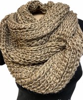 Grof Gebreide Loop Sjaal - Lus - Ronde - Colsjaal - Taupe - 75 x 25 cm (SL-05)