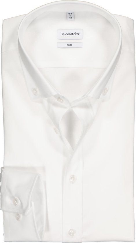 Chemise coupe slim Seidensticker - boutonnée - blanc - Ne se repasse pas - Taille de col : 43