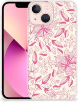 Smartphone hoesje iPhone 13 mini Silicone Case Roze Bloemen