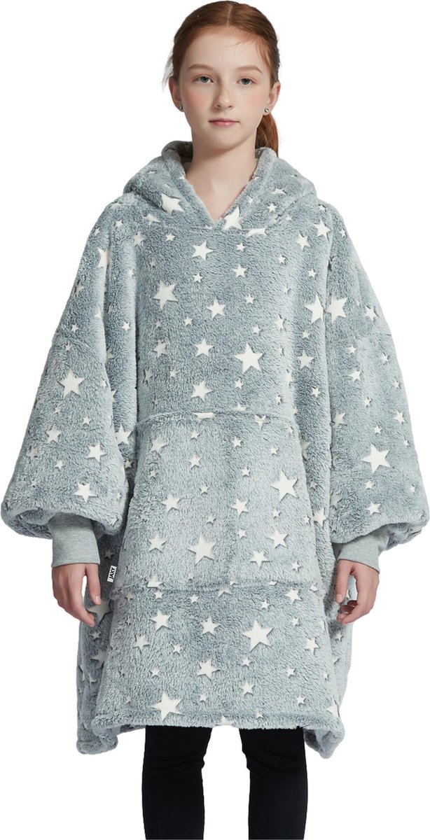 JAXY - Hoodie Deken Kinderen - Fleece Deken Met Mouwen - Snuggle Hoodie - Hoodie Kids - 1150 gram - Luminous