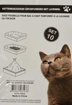 Kattenbak zakken lavendel | Geparfumeerd met lavendel | 10 stuks in de verpakking | Kattenbakzak | 79 x 36 cm