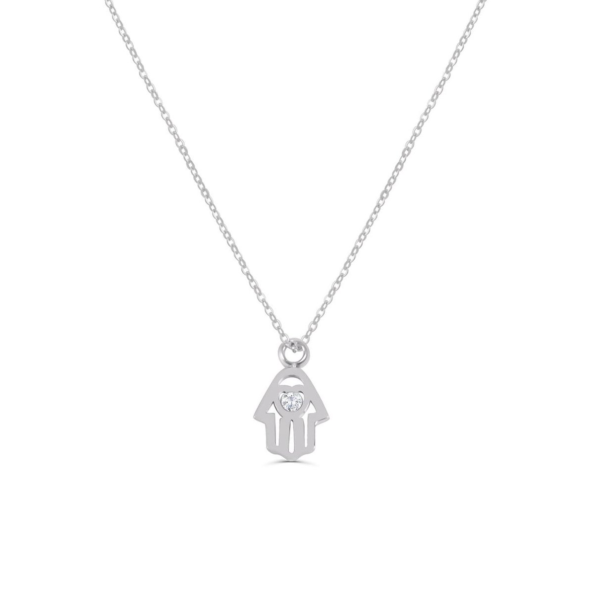 Victorious Dames Ketting Zilver – Hand van Fatima – 925 Zilver - 45 cm