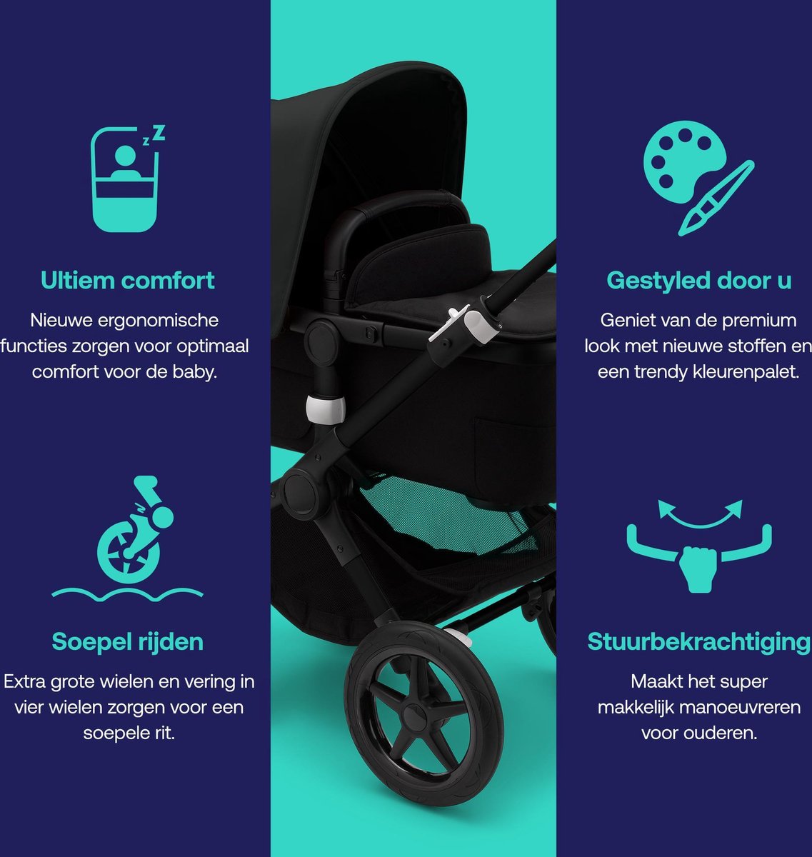 Bugaboo Fox 3 Kinderwagen met Geavanceerde Breezy Reiswieg - afbeelding 3