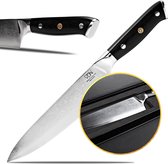 Couteau de chef Acier Damas série VDN Elegance - Couteau de chef en acier super japonais VG-10 - Couteau professionnel avec 66 couches d'acier - Couteau 32,5 cm - Lame 21 cm - 60-62 HRC avec coffret cadeau