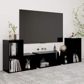 6-delige Tv-meubelset spaanplaat zwart