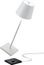 Zafferano - Poldina Pro hoog - Wit - H38 cm - Ledlamp - Terraslamp - Bureaulamp – Tafellamp – Snoerloos – Verplaatsbaar – Duurzaam - Voor binnen en buiten – LED - Dimbaar - 3000K –