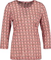 GERRY WEBER Dames Shirt met 3/4-mouwen met burnt-out structuur chili carmine schwarz druck-40