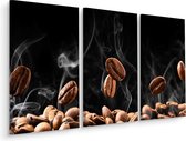 Schilderij - Hete koffie bonen,  horeca, 3 luik, premium print