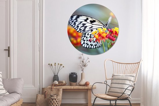 Cercle Mural - Cercle Mural Intérieur - Papillon - Bloem - Animaux - ⌀ 120 cm - Décoration murale - Peintures Ronds XXL