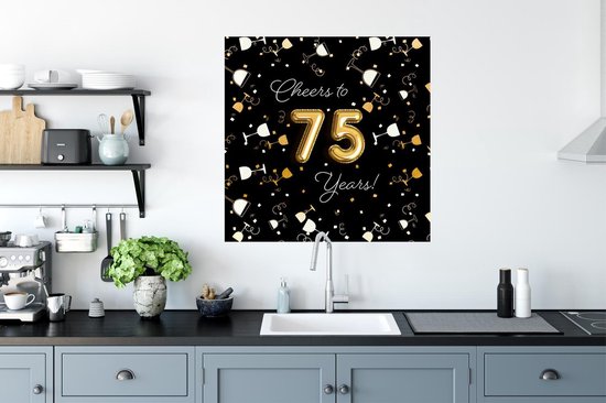 Muurstickers - Sticker Folie - Verjaardag - 75 Jaar - Confetti - 50x50 cm - Plakfolie - Muurstickers Kinderkamer - Zelfklevend Behang - Zelfklevend behangpapier - Stickerfolie