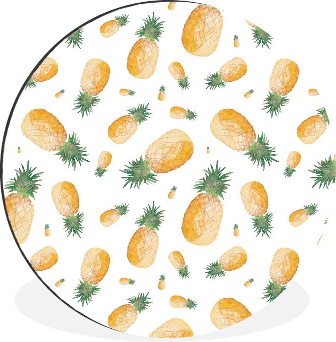 WallCircle - Wandcirkel - Muurcirkel - Ananas - Fruit - Design - Aluminium - Dibond - 120x120 cm - Binnen en Buiten XXL