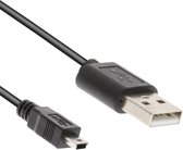 Mini USB kabel 2.0 - Zwart - 0.15 meter - Allteq