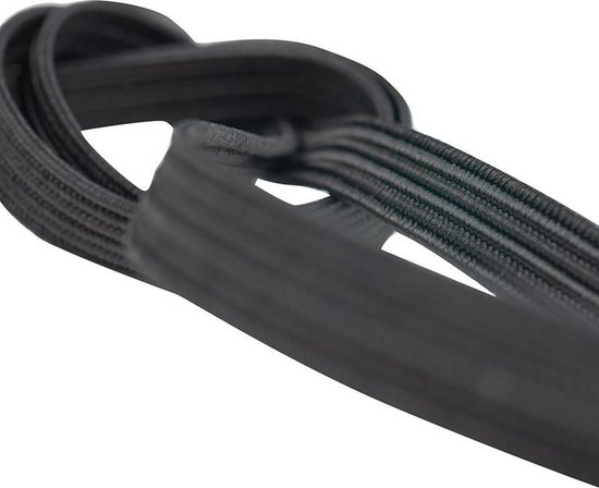 Afdekzeilwinkel - Elastisch koord 11mm plat zwart op rol - 10 meter — afbeelding 2