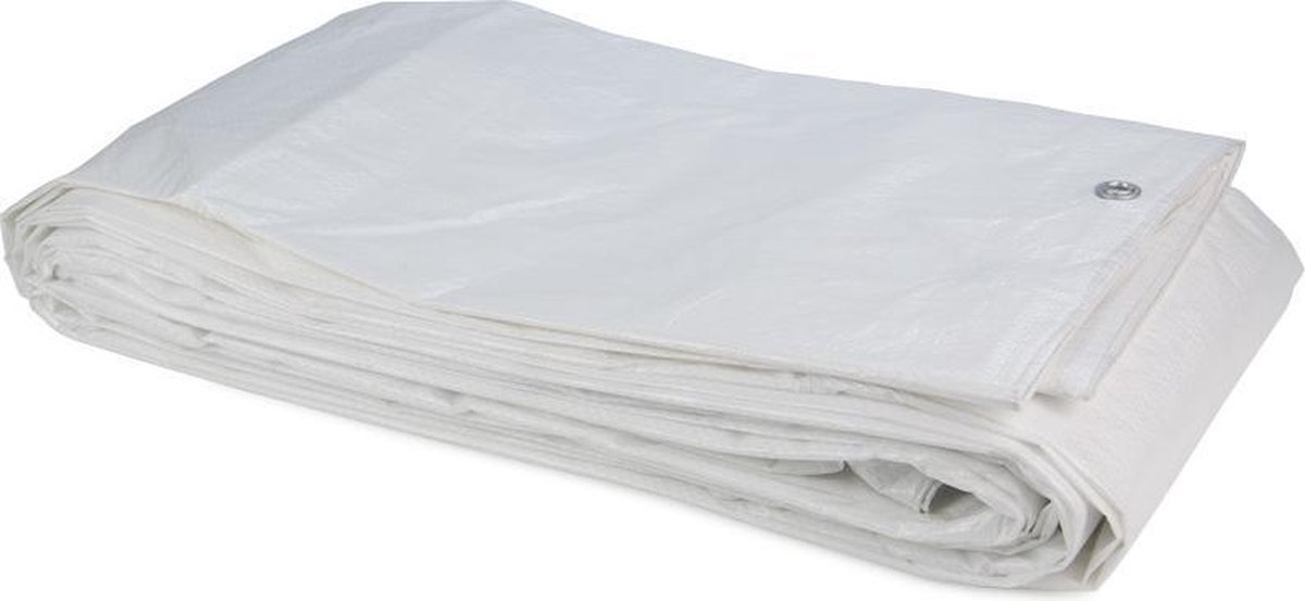 10x12 wit 170gr afdekzeil met zeilringen - bouwzeil