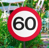 verkeersbord 60 Jaar tuinbord 26 x 52 cm karton rood