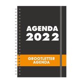 Hobbit - Grootletter Agenda A4 - Zwart - 2022 - Ringband - Week per 2 pagina's - 30.5x21.5 cm
