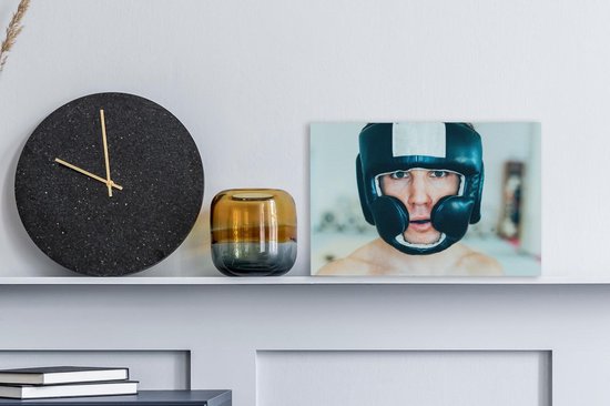 Toile Peinture Boxe - Casque - Homme - Sport - 30x20 cm - Décoration murale
