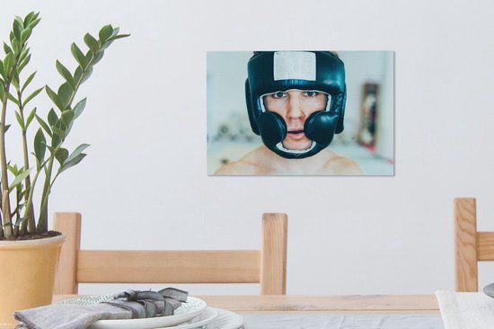 Toile Peinture Boxe - Casque - Homme - Sport - 30x20 cm - Décoration murale
