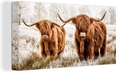 Wanddecoratie - Schotse hooglander - Dieren - Koe - Canvas Schilderij - 160x80 cm