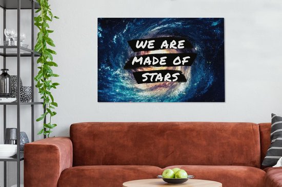 Tableau sur toile Proverbes - 'Nous sommes faits d'étoiles' - Étoiles - Citations - Garçons - Kids - Enfants - Filles - 120x80 cm - Décoration murale