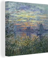 Canvas Schilderij Zonsondergang op de Seine - Claude Monet - 50x50 cm - Wanddecoratie