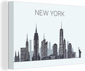 Canvas Schilderij New York - Amerika - Skyline - 30x20 cm - Wanddecoratie