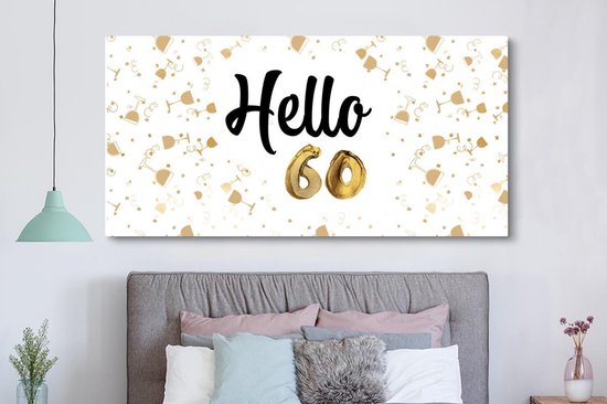 Peinture sur toile Anniversaire - 60 ans - Décoration - 160x80 cm - Décoration murale