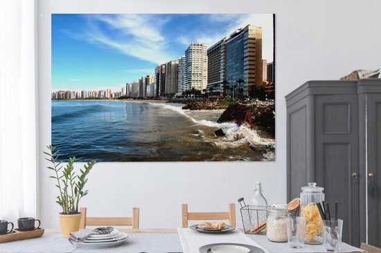 Peintures sur toile - Vagues sur les rochers à Fortaleza au Brésil - 150x100 cm - Décoration murale