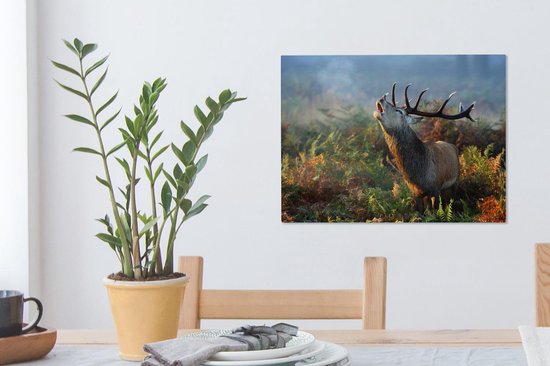 Tableau sur toile Cerf - Animaux - Plantes - 40x30 cm - Décoration murale